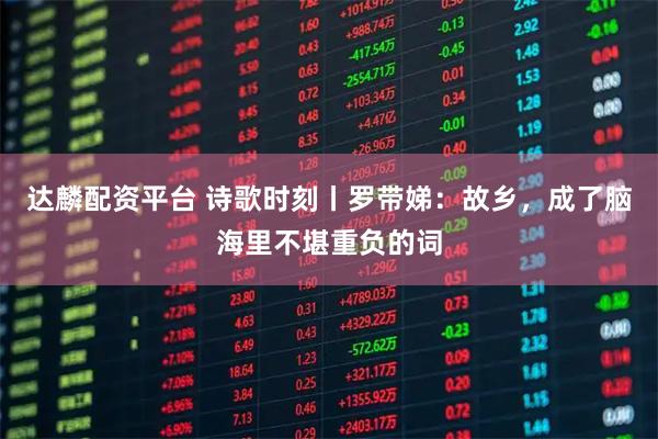 达麟配资平台 诗歌时刻丨罗带娣：故乡，成了脑海里不堪重负的词